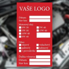 Nálepka na výmenu oleja s vlastným logom