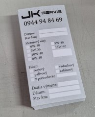 Nálepky na výmenu oleja s logom powermotion.sk